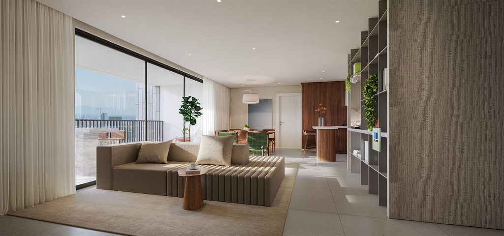 Apartamento Tipo 127m² - Living